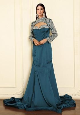 Blue Lehenga Set With Hand Embroidered Blouse