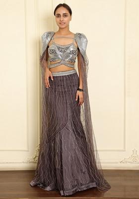 Black Lehenga Set With Hand Embroidered Blouse And Dupatta