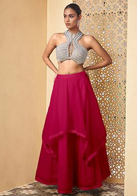 Red Lehenga Set With Hand Embroidered Blouse