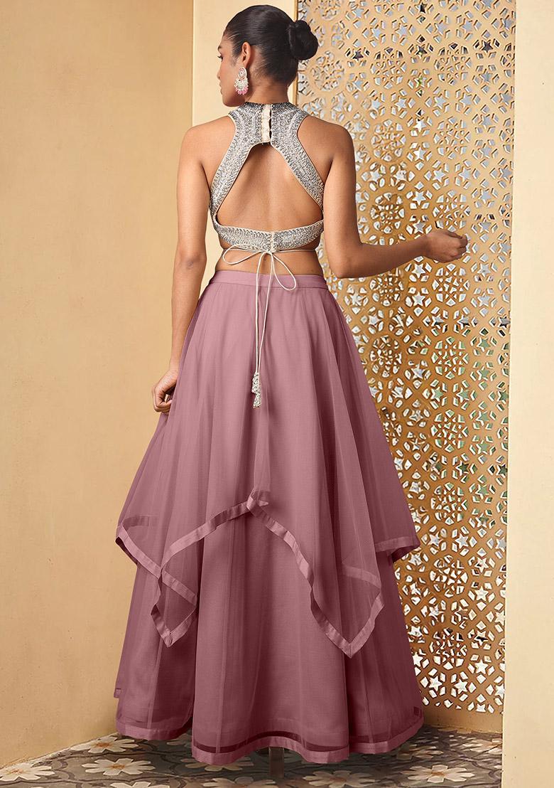 Pink Lehenga Set With Hand Embroidered Blouse
