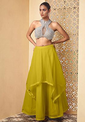 Yellow Lehenga Set With Hand Embroidered Blouse