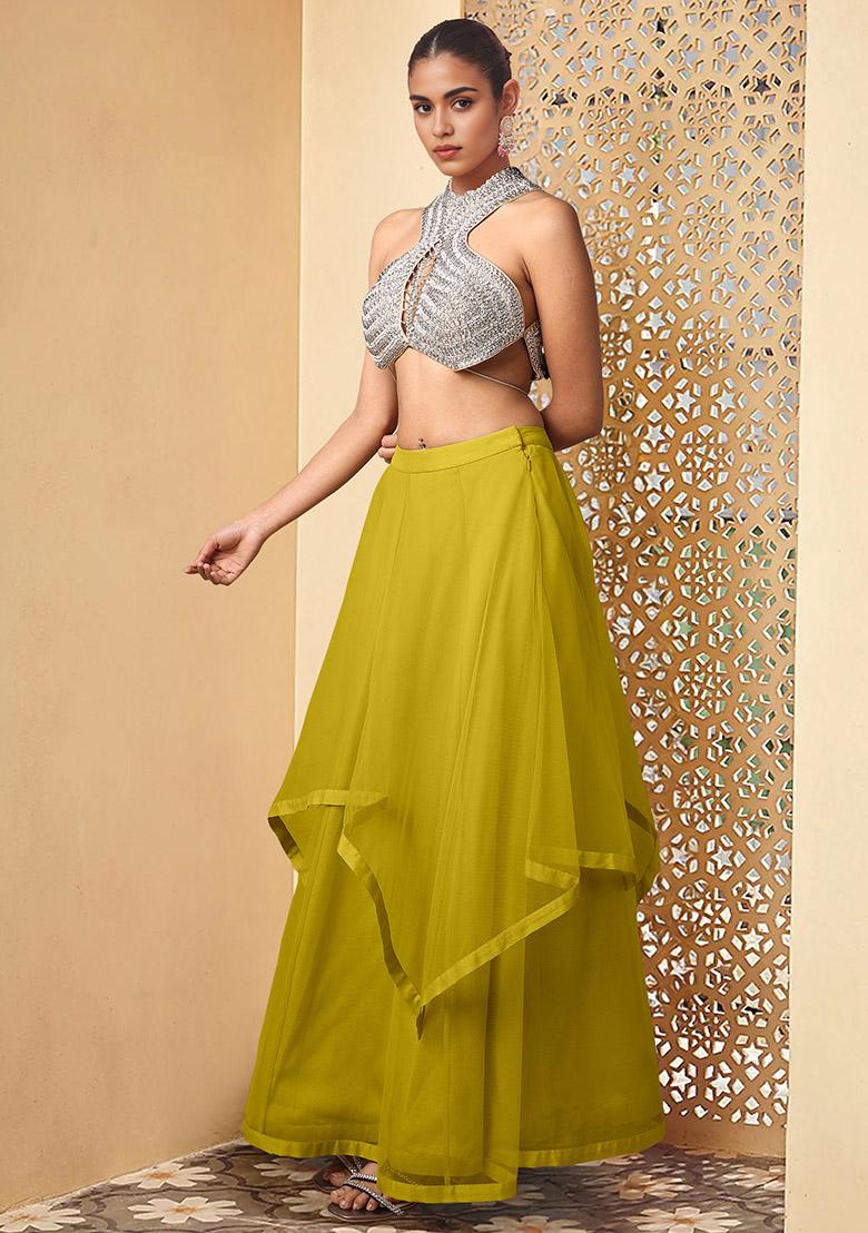 Yellow Lehenga Set With Hand Embroidered Blouse