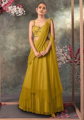 Yellow Lehenga Set With Hand Embroidered Blouse