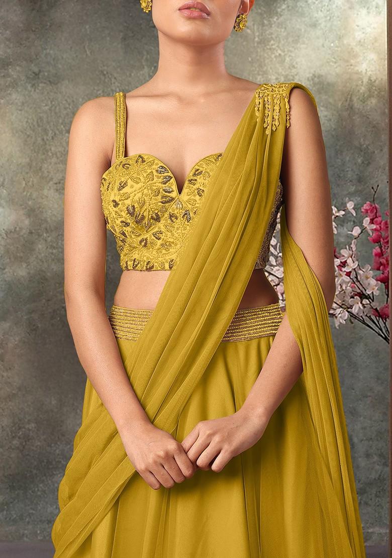 Yellow Lehenga Set With Hand Embroidered Blouse