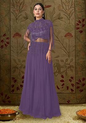 Purple Lehenga Set With Hand Embroidered Blouse And Cape