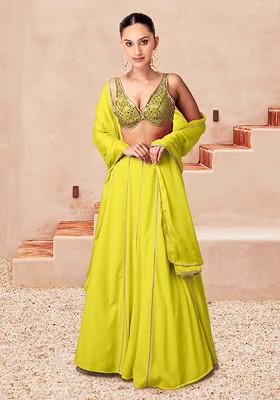 Yellow Lehenga Set With Hand Embroidered Blouse And Dupatta