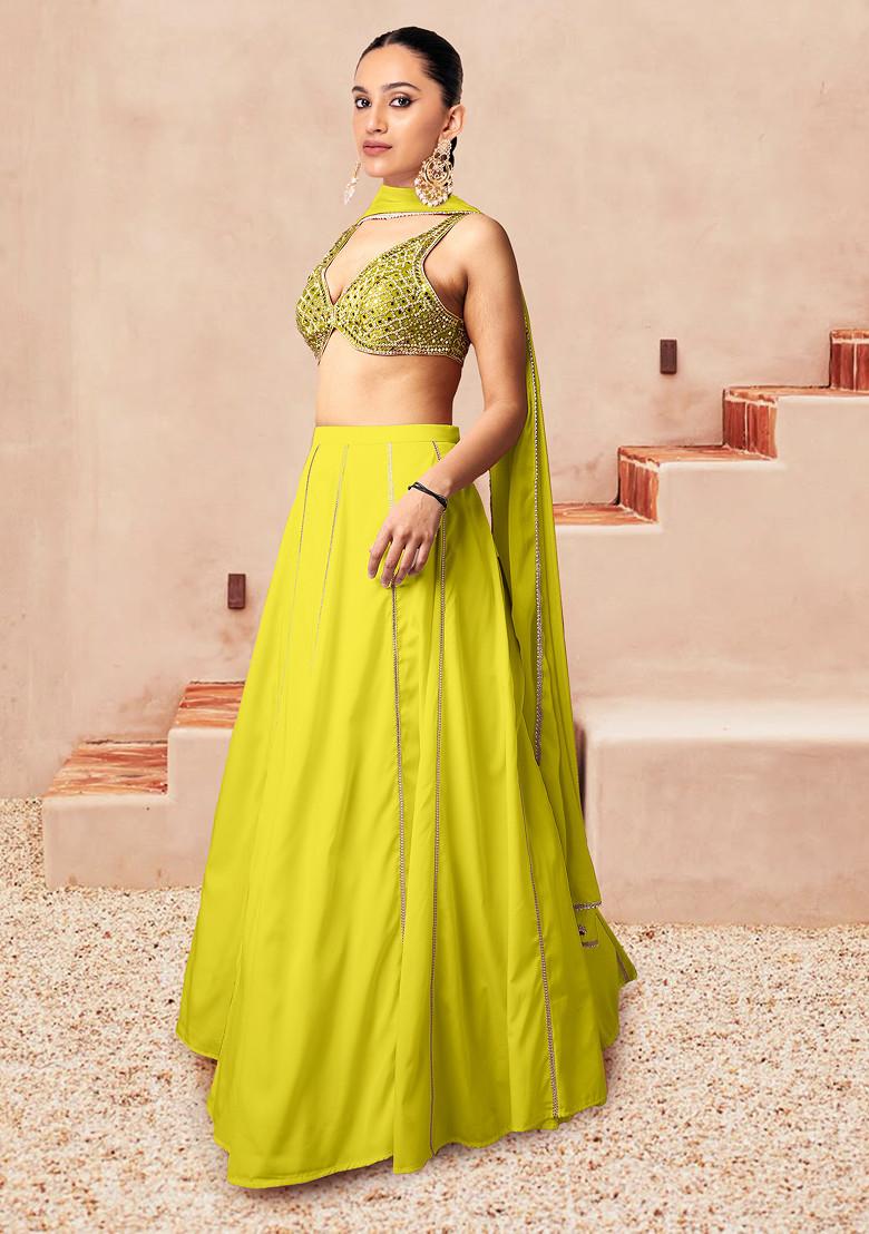 Yellow Lehenga Set With Hand Embroidered Blouse And Dupatta