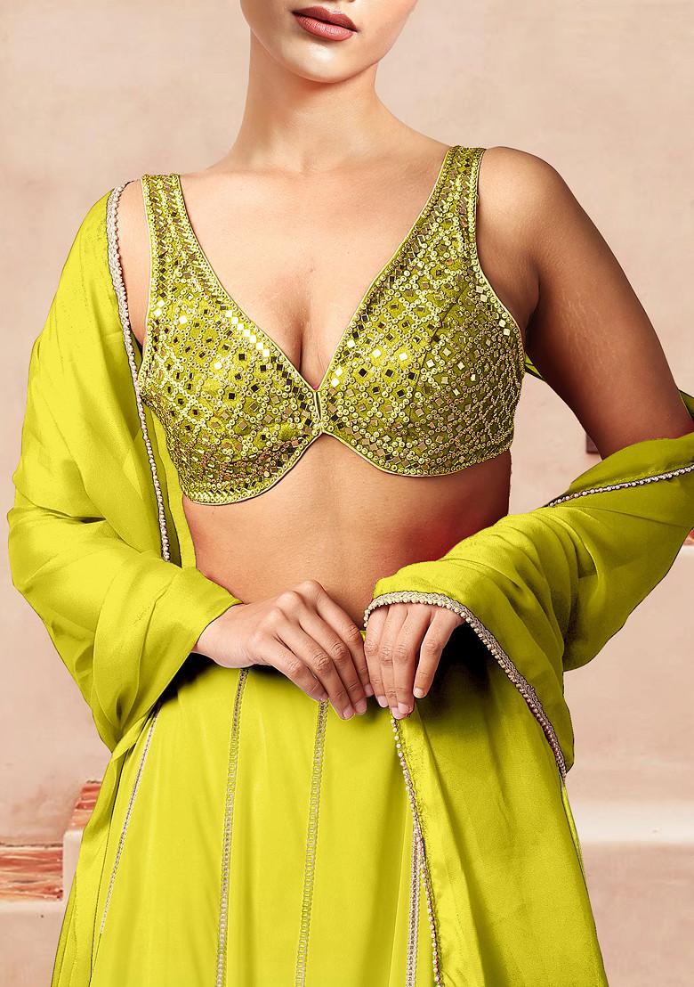 Yellow Lehenga Set With Hand Embroidered Blouse And Dupatta