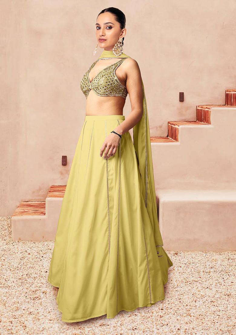 Green Lehenga Set With Hand Embroidered Blouse And Dupatta