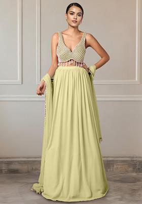 Yellow Lehenga Set With Hand Embroidered Blouse And Dupatta