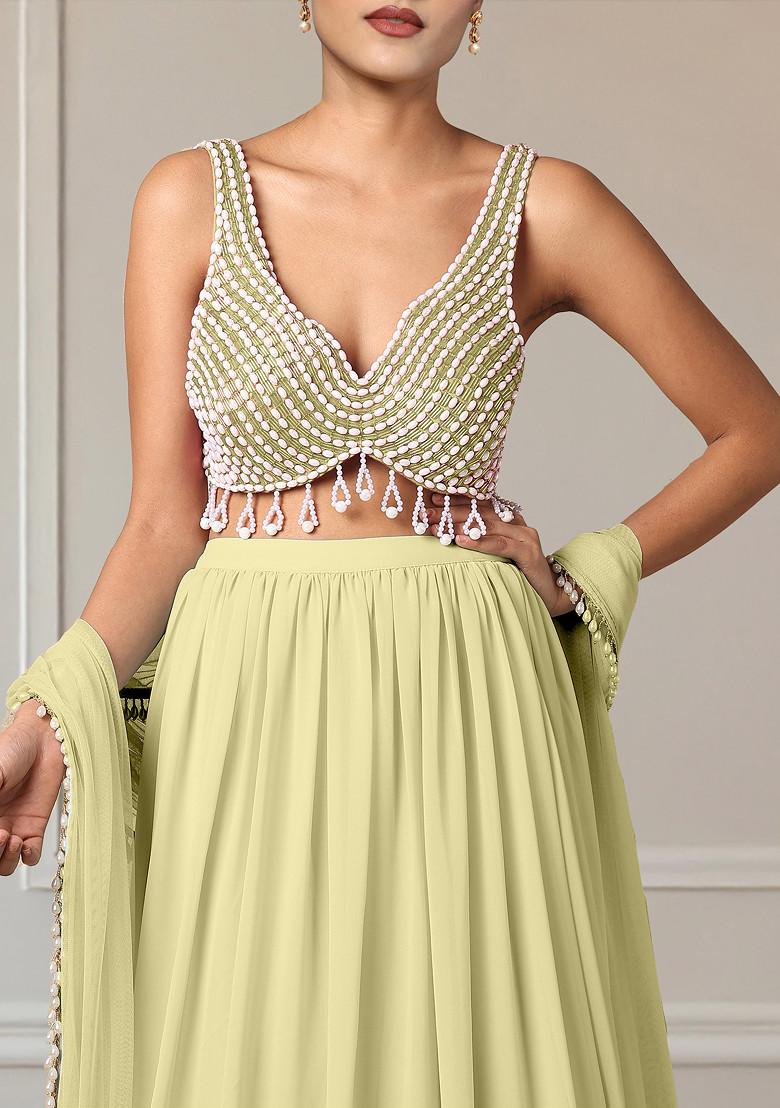 Yellow Lehenga Set With Hand Embroidered Blouse And Dupatta