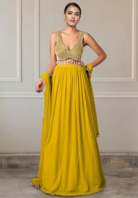 Yellow Lehenga Set With Hand Embroidered Blouse And Dupatta