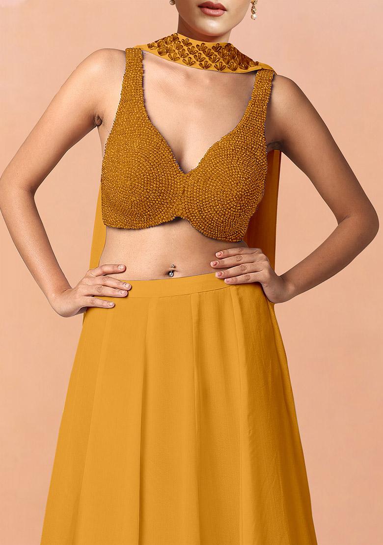 Yellow Lehenga Set With Hand Embroidered Blouse And Dupatta