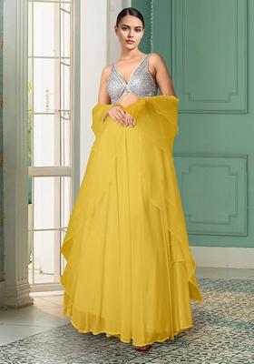 Yellow Lehenga Set With Hand Embroidered Blouse And Dupatta