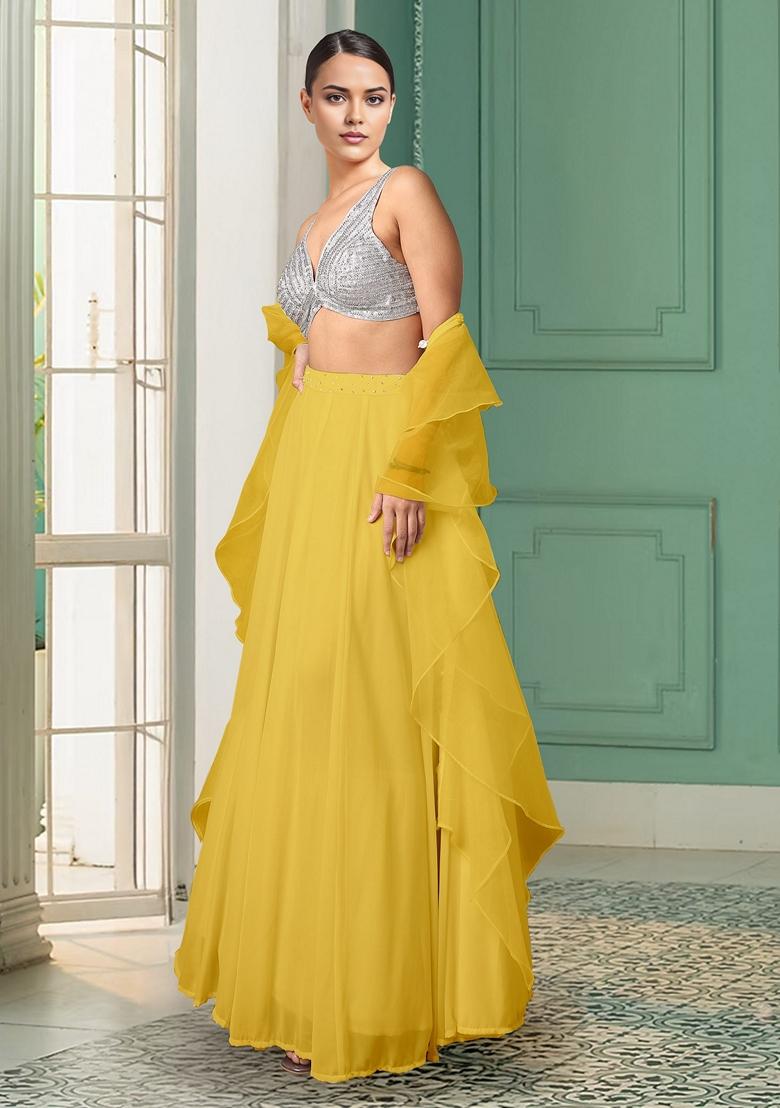 Yellow Lehenga Set With Hand Embroidered Blouse And Dupatta