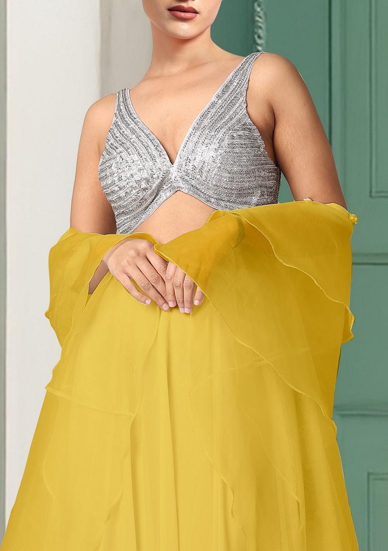 Yellow Lehenga Set With Hand Embroidered Blouse And Dupatta