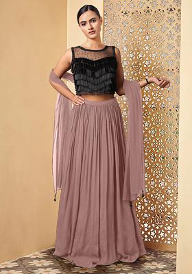 Peach Lehenga Set With Hand Embroidered Blouse And Dupatta