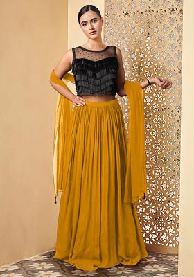 Yellow Lehenga Set With Hand Embroidered Blouse And Dupatta