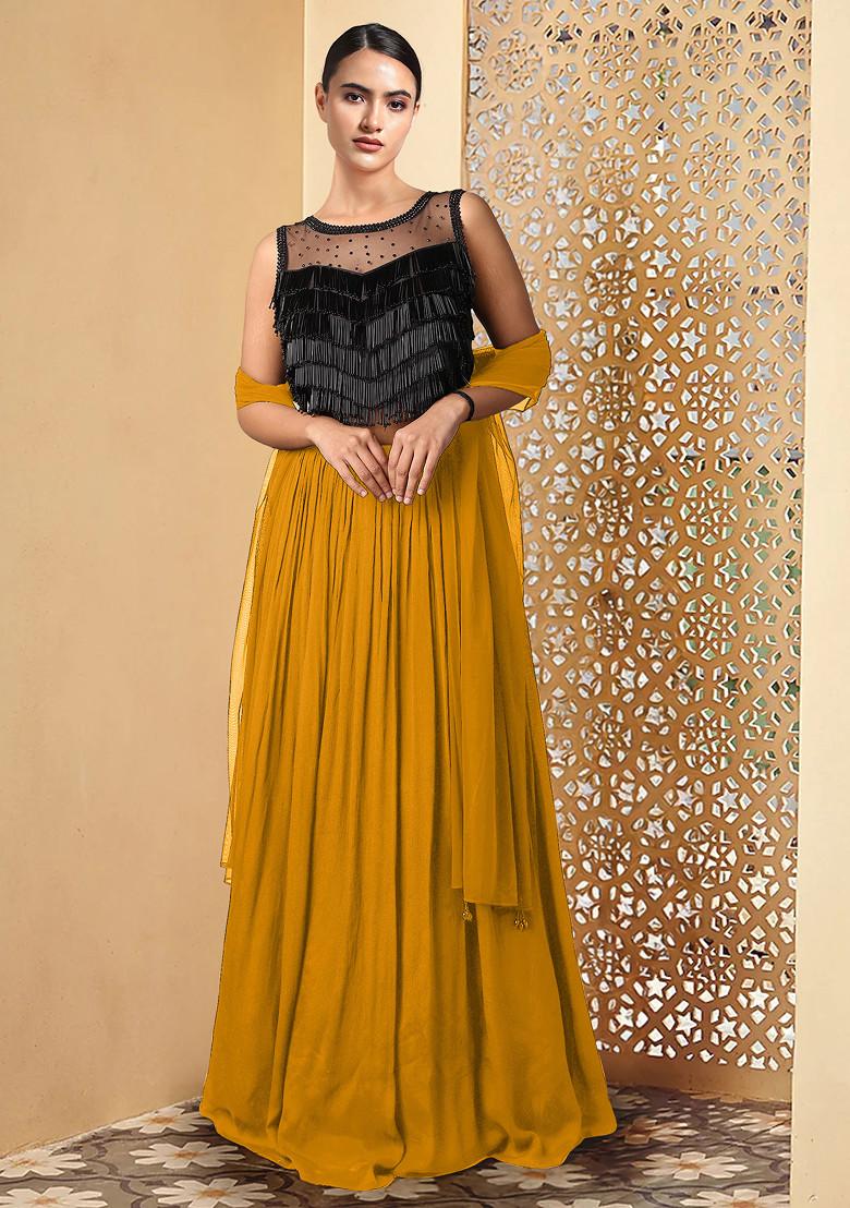 Yellow Lehenga Set With Hand Embroidered Blouse And Dupatta
