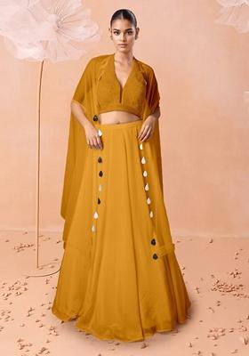 Yellow Lehenga Set With Hand Embroidered Blouse And Dupatta