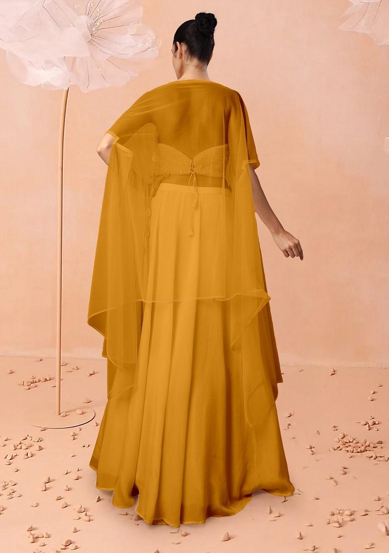 Yellow Lehenga Set With Hand Embroidered Blouse And Dupatta