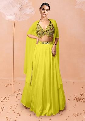 Yellow Lehenga Set With Hand Embroidered Blouse And Dupatta