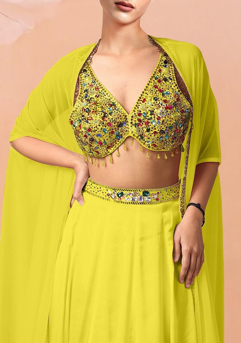 Yellow Lehenga Set With Hand Embroidered Blouse And Dupatta