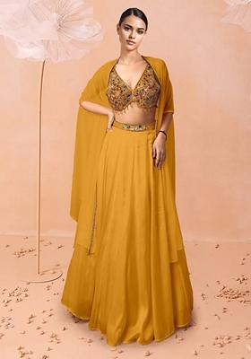 Yellow Lehenga Set With Hand Embroidered Blouse And Dupatta