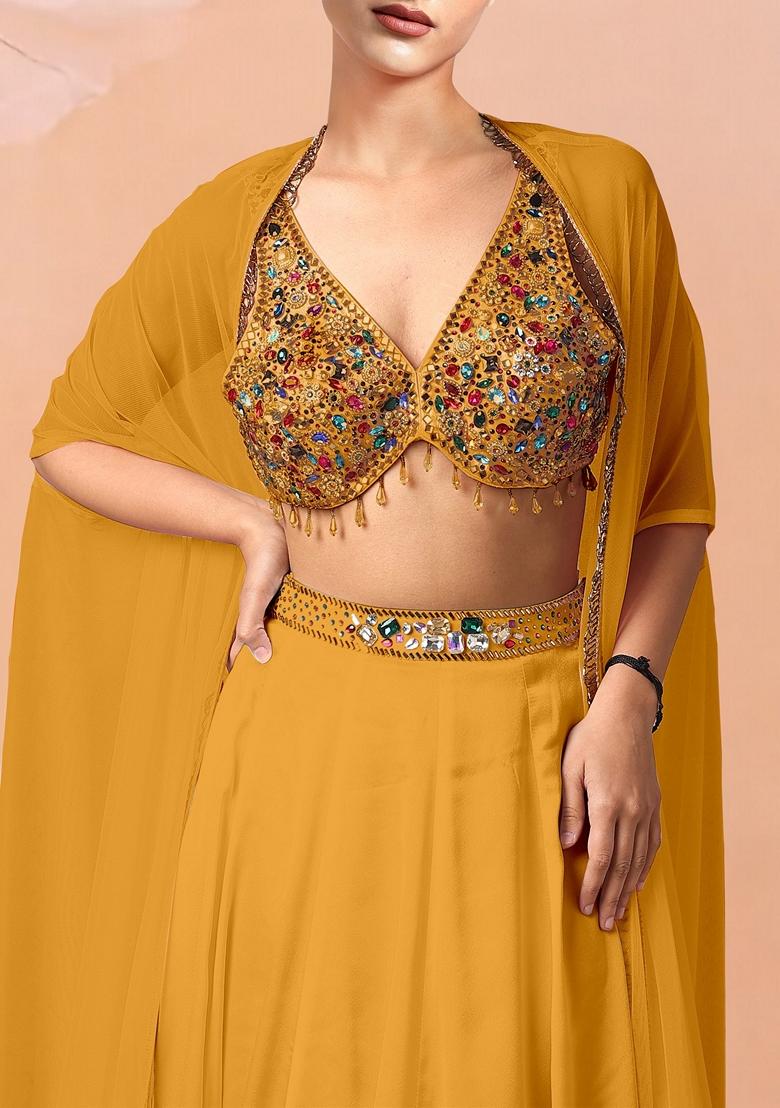 Yellow Lehenga Set With Hand Embroidered Blouse And Dupatta