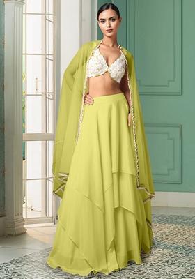Yellow Lehenga Set With Hand Embroidered Blouse And Dupatta
