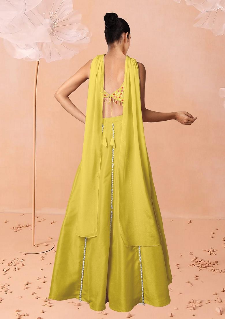 Yellow Lehenga Set With Hand Embroidered Blouse And Dupatta