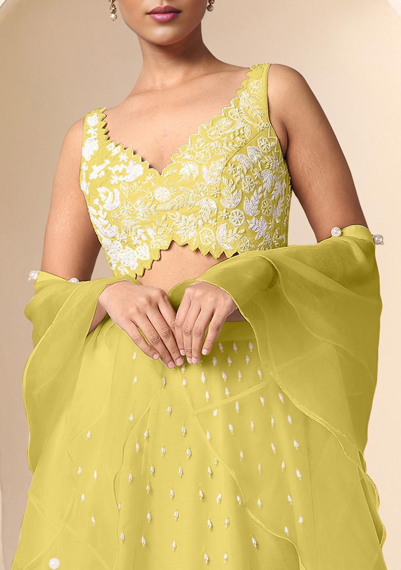 Yellow Lehenga Set With Hand Embroidered Blouse And Dupatta