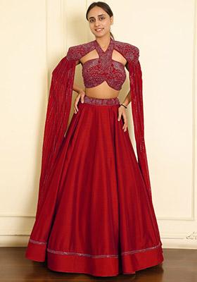 Pink Lehenga Set With Hand Embroidered Blouse