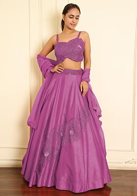 Pink Lehenga Set With Hand Embroidered Blouse And Dupatta