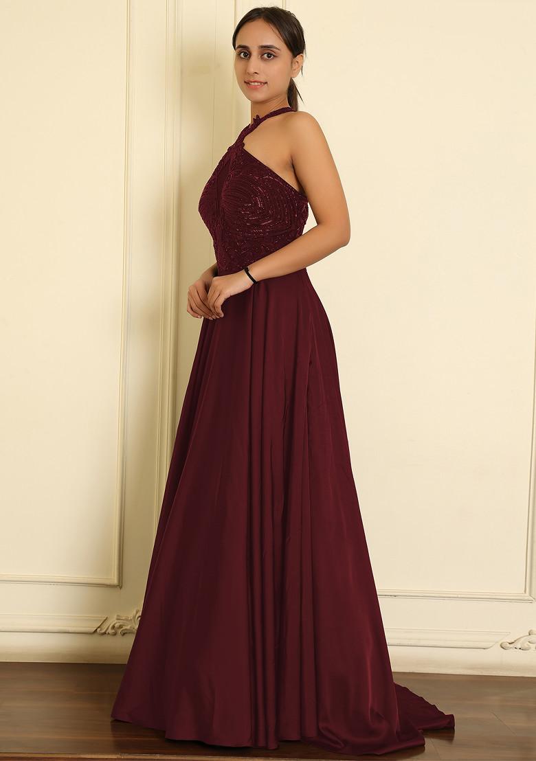 Maroon Lehenga Set With Hand Embroidered Blouse