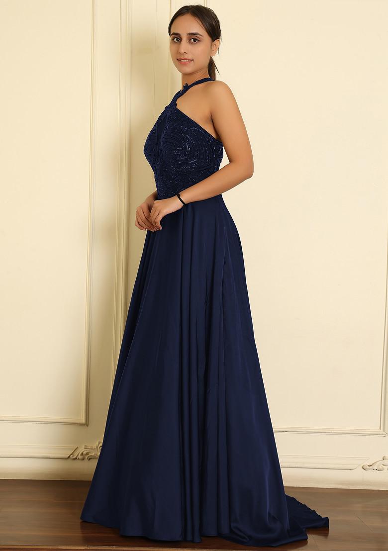 Blue Lehenga Set With Hand Embroidered Blouse