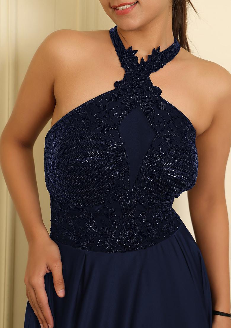 Blue Lehenga Set With Hand Embroidered Blouse