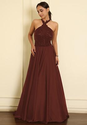 Maroon Lehenga Set With Hand Embroidered Blouse