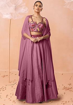 Purple Lehenga Set With Hand Embroidered Blouse And Dupatta