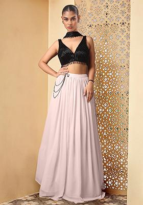 Pink Lehenga Set With Hand Embroidered Blouse And Dupatta