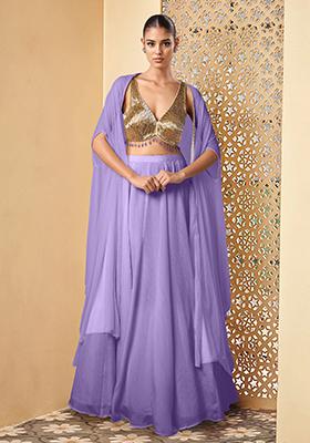Purple Lehenga Set With Hand Embroidered Blouse And Jacket