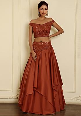 Red Lehenga Set With Hand Embroidered Blouse