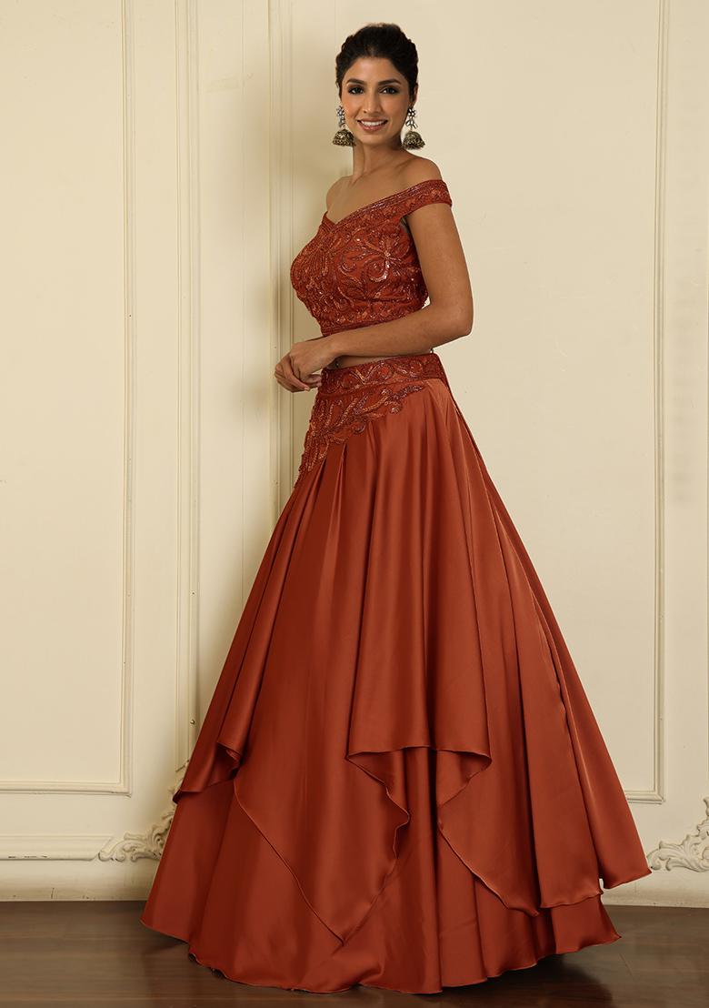 Red Lehenga Set With Hand Embroidered Blouse