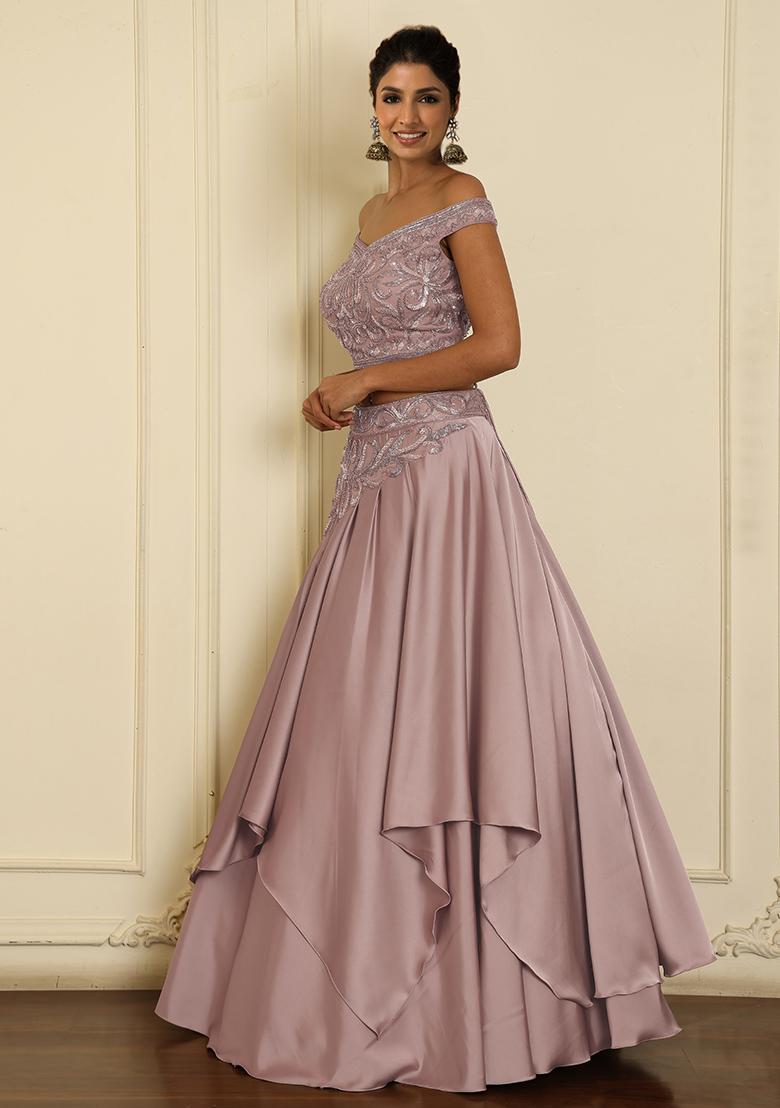 Pink Lehenga Set With Hand Embroidered Blouse