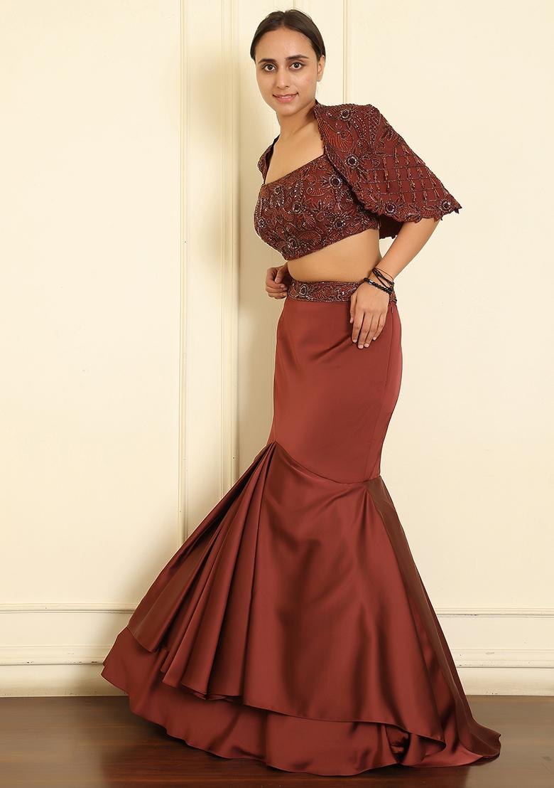 Red Lehenga Set With Hand Embroidered Blouse And Dupatta