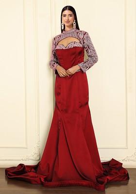 Red Lehenga Set With Hand Embroidered Blouse