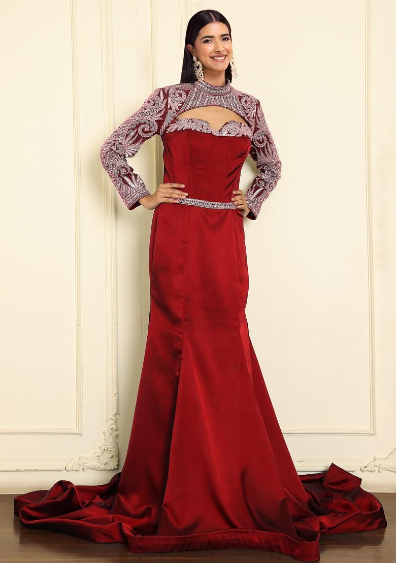 Red Lehenga Set With Hand Embroidered Blouse