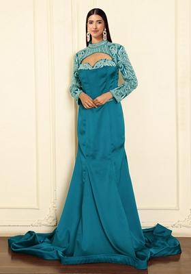 Blue Lehenga Set With Hand Embroidered Blouse