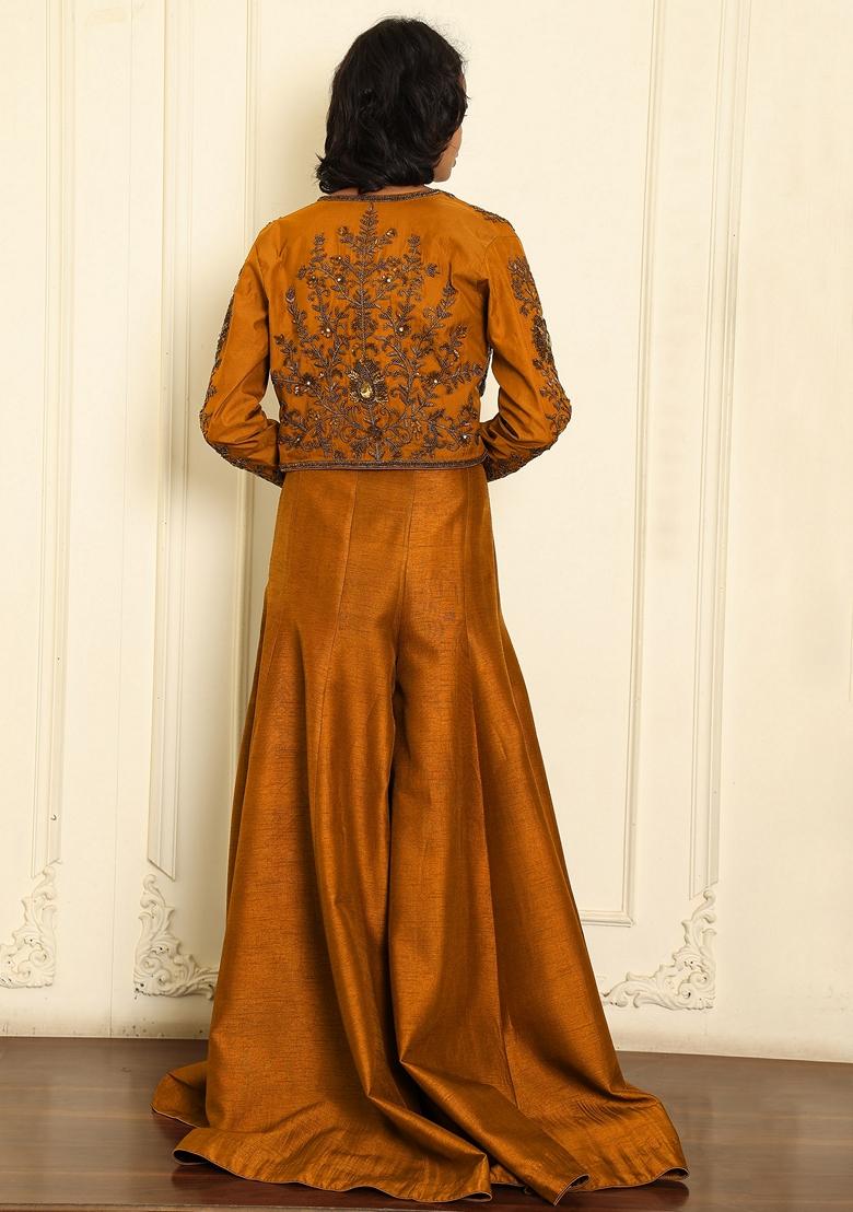 Gold Lehenga Set With Hand Embroidered Blouse And Dupatta