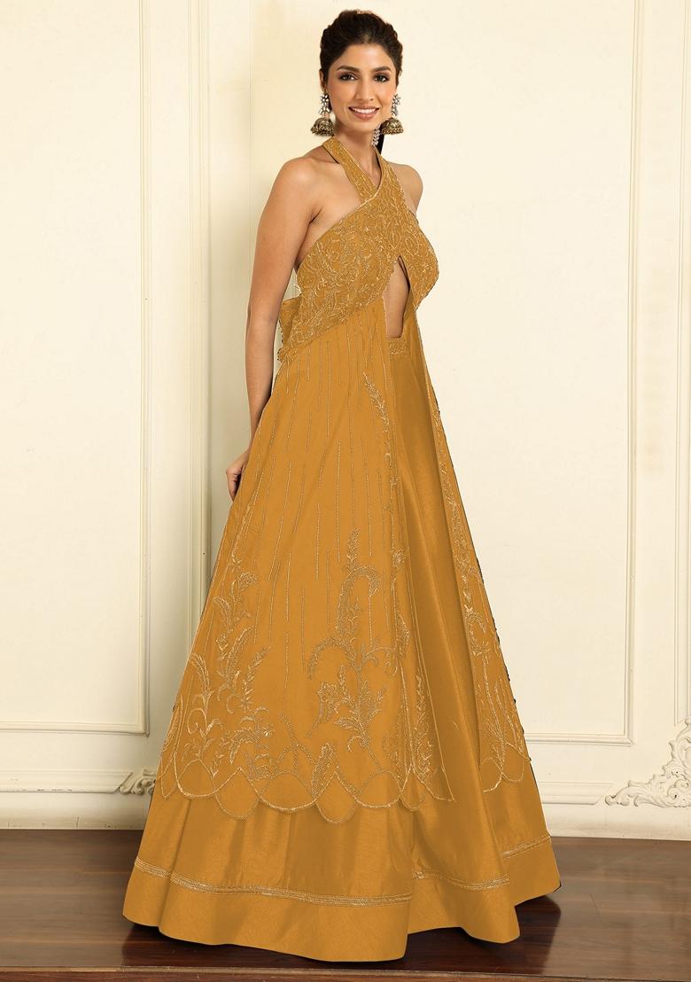 Yellow Lehenga Set With Hand Embroidered Blouse